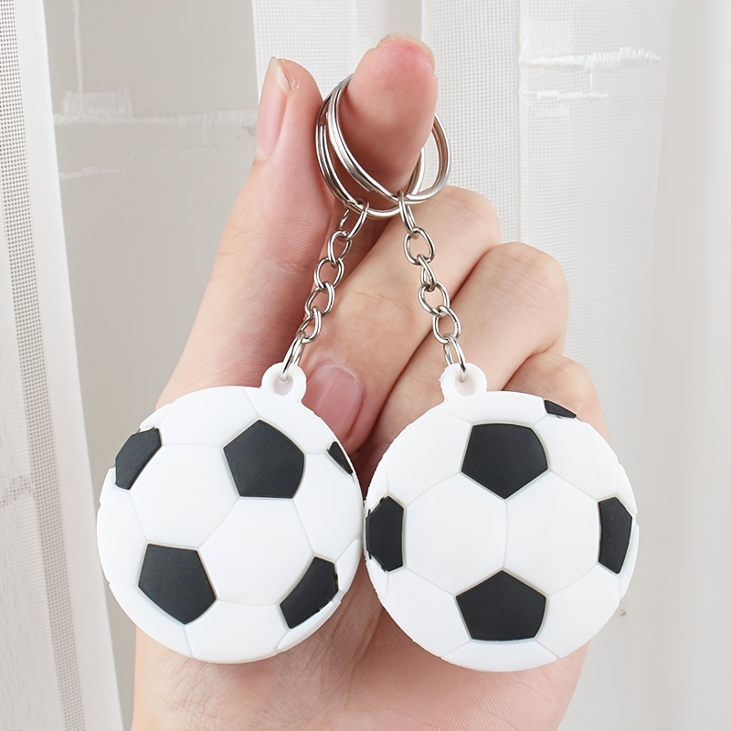 1 Pieza Llavero Blanco Con Forma De Balón De Fútbol De Simulación