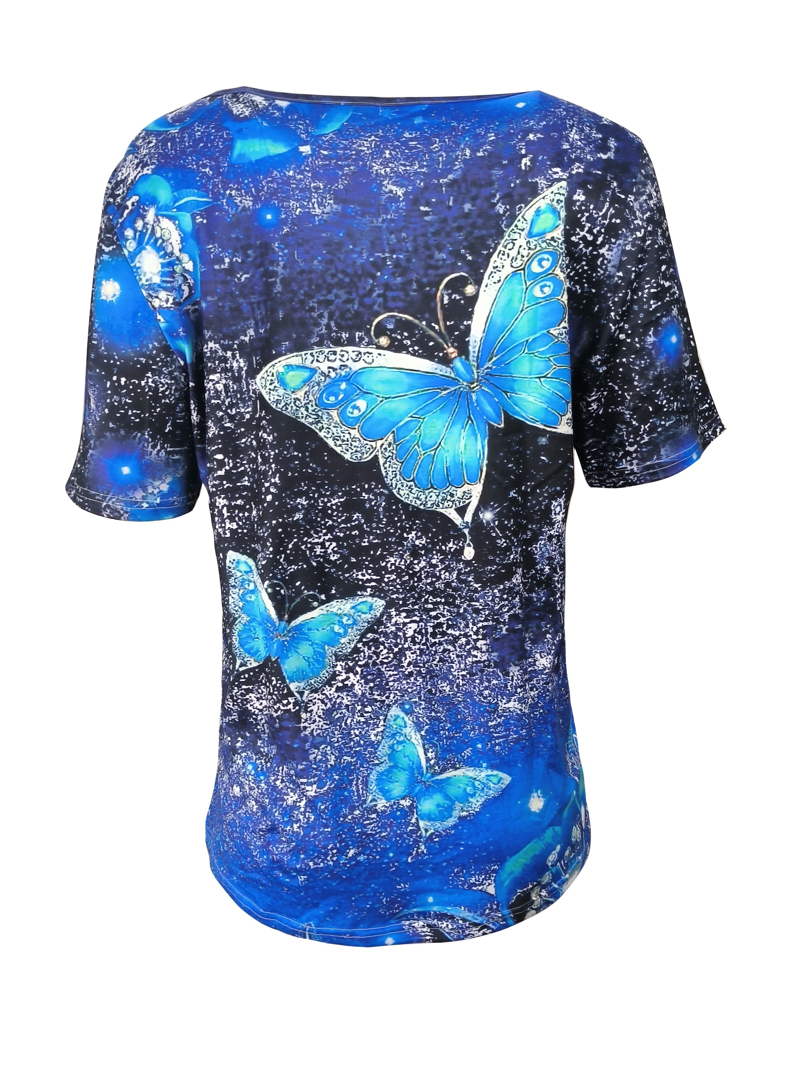 Butterfly Graphic Print V Neck T shirt Casual Loose Short - Temu