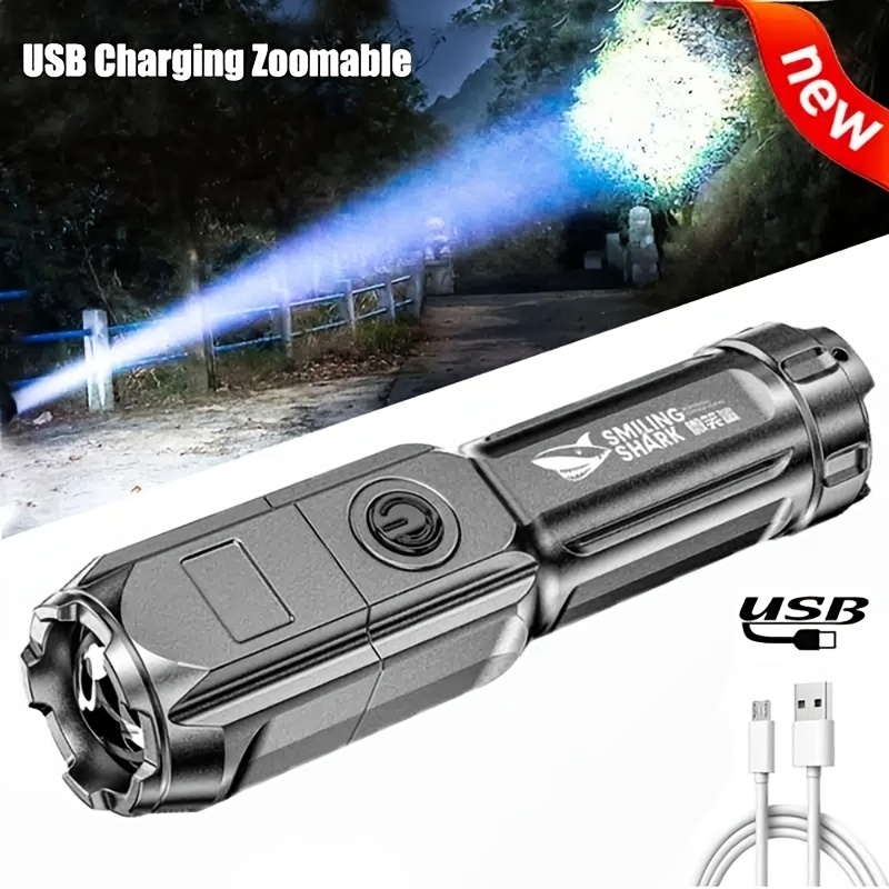 1pc Powerful Zoomable Flashlight Outdoor Multi functional Portable Home Small Flashlight Telescopic Zoom Light