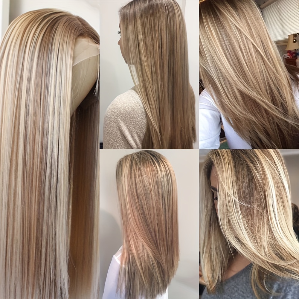 Front Lace Long Straight Gradient Synthetic Wig for Women