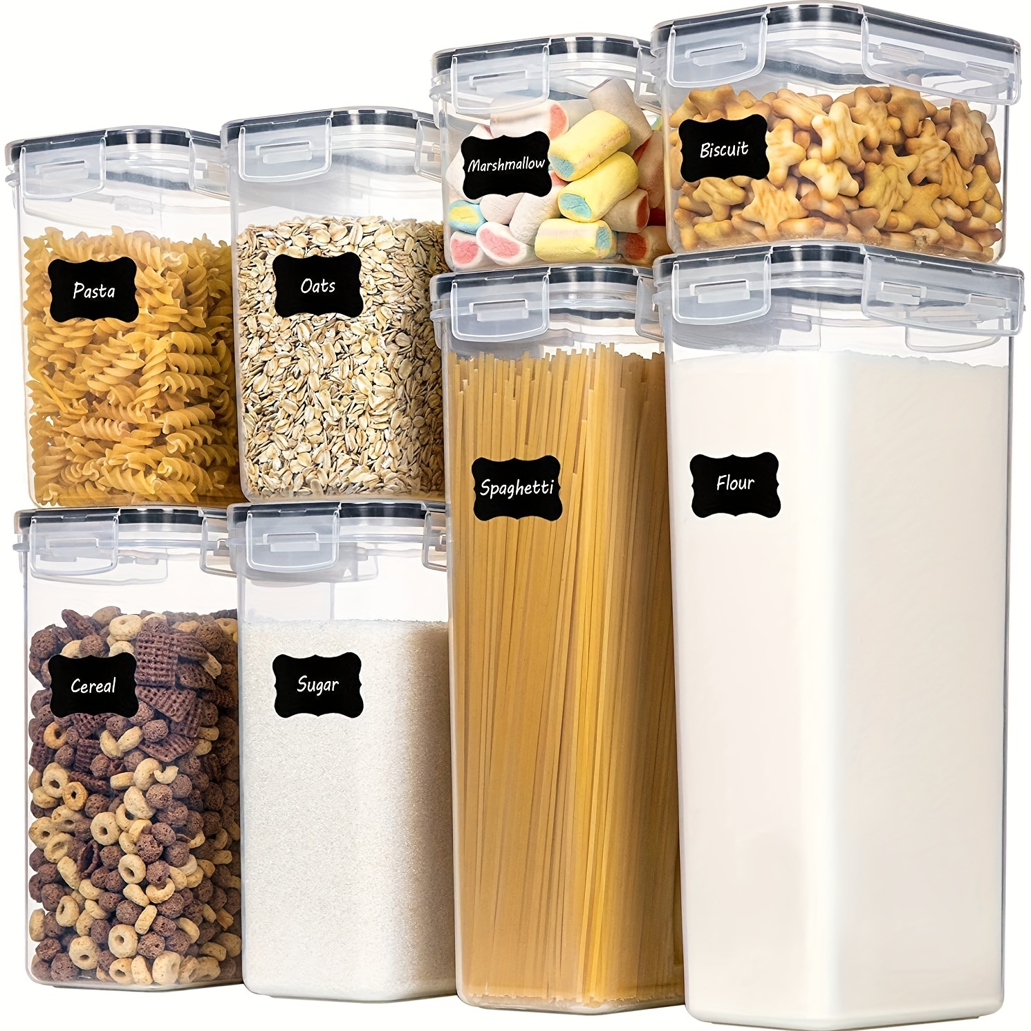 Clear Glass Storage Jars with Lids -Glass Pantry Storage Containers for  Kitchen,Pantry,Flour,Coffee,Cereal,Spice,Beans,Pasta,Powder( Set of 10)