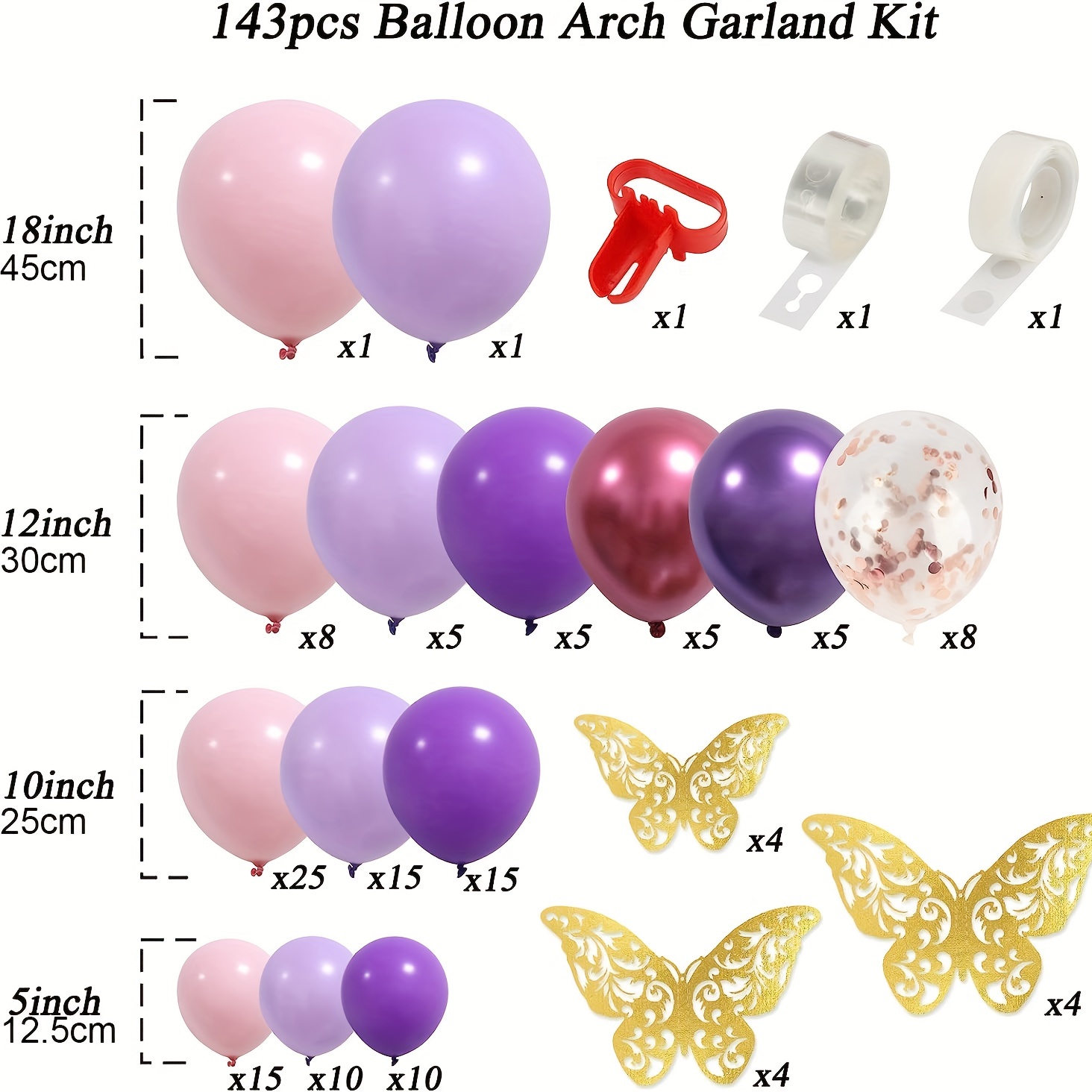  Decoraciones de baby shower para niña, decoraciones de mariposa  para baby shower para niña, kit de arco de guirnalda de globos de mariposa  rosa y morado, globos para baby shower 