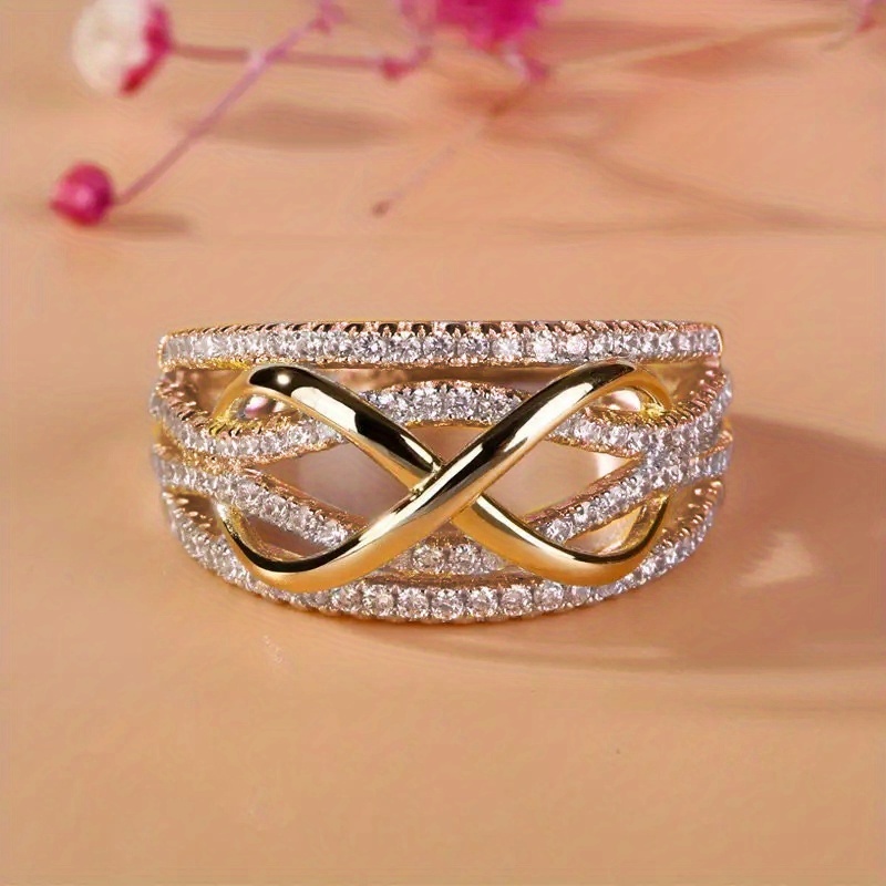 925 Silver Plated Infinity Hollow Zirconia Ring for Women
