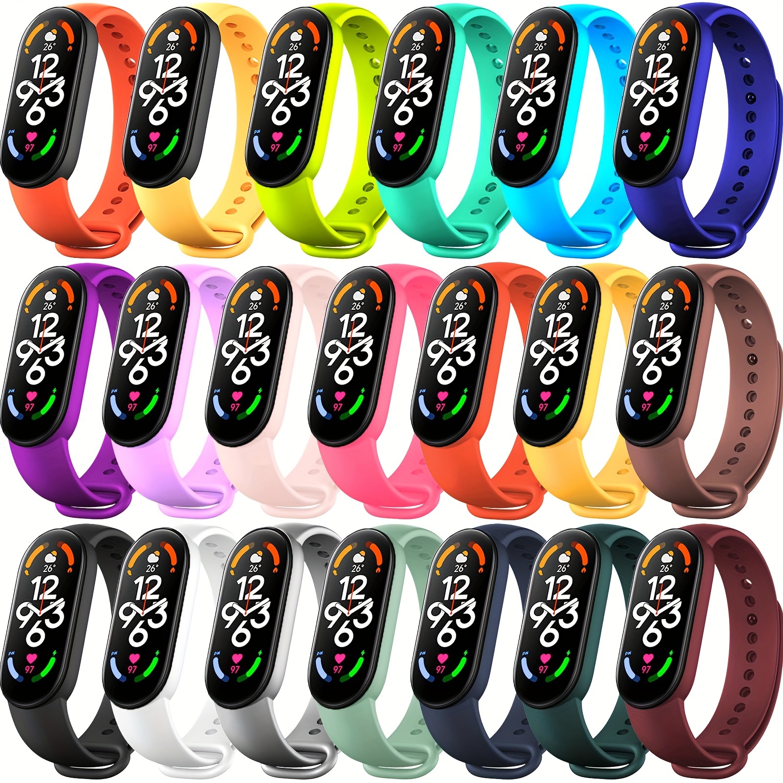 

20pcs Strap Replacement Compatible With Xiaomi Mi Band 6/5, For Amazfit Band 5 Bracelet Wristbands Accessories Silicone For Mi Fit 5 Straps