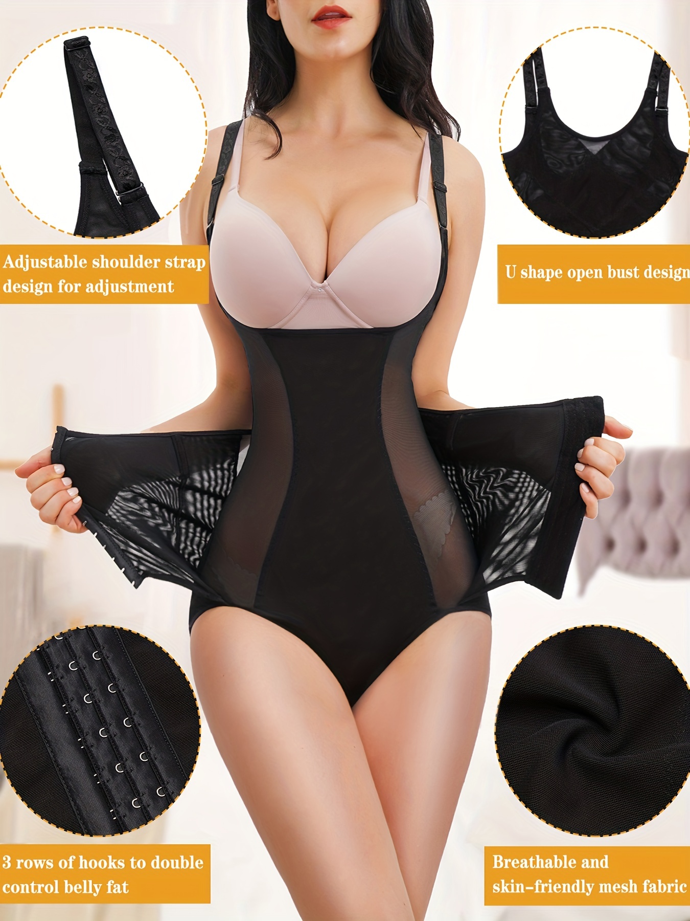 A Piece of Women Open Bust Tummy Control Butt Lift Breathable