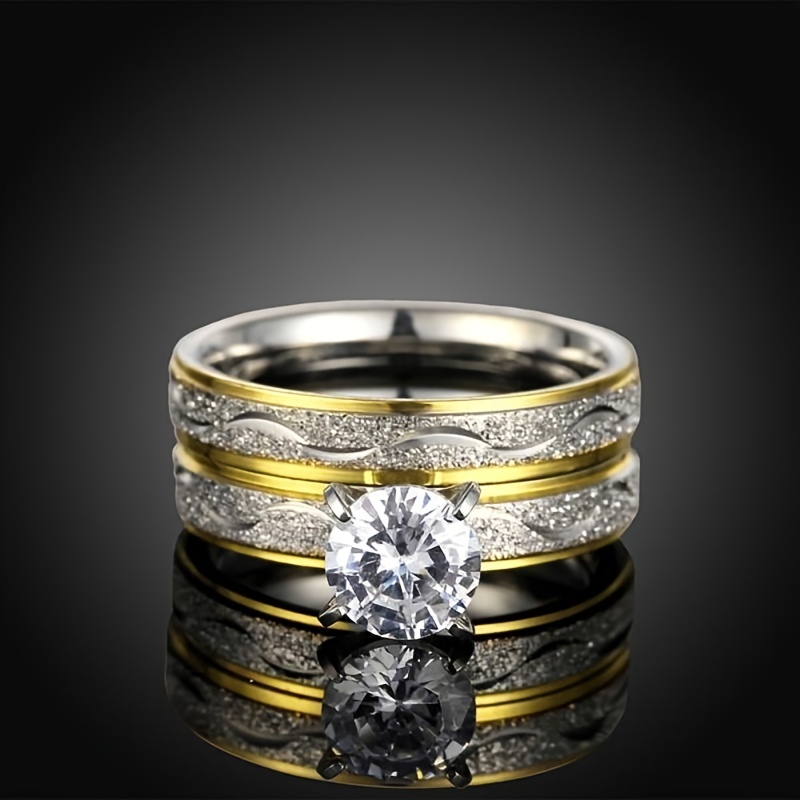 Diamond & Titanium Couple's Ring Set
