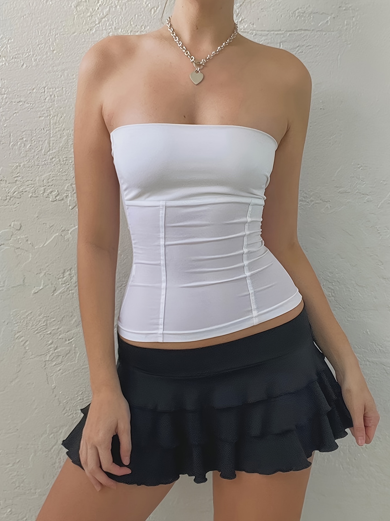 Sexy Bodycon Crop Tube Top Solid Stretchy Tube Top Casual - Temu