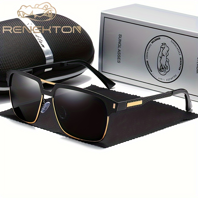 Renekton Men's Business Square Polarized Sunglasses for Outdoor Sports Cycling, Sun Glasses, Classic Metal Frame Sunglasses, Luxury Brand Designer