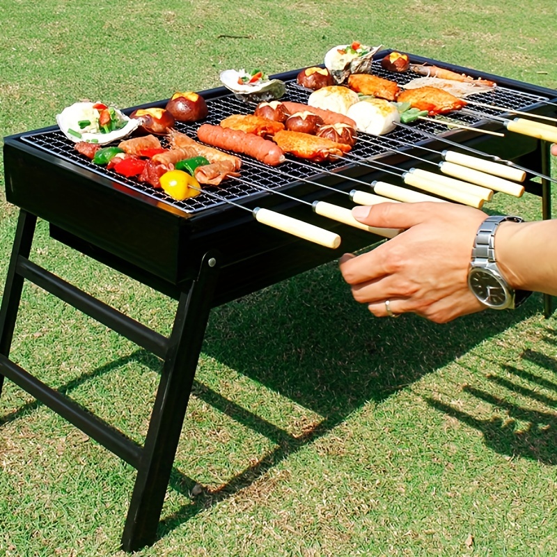 Outdoor Bbq Grills Folding Portable Wood And Carbon Barbecue - Temu