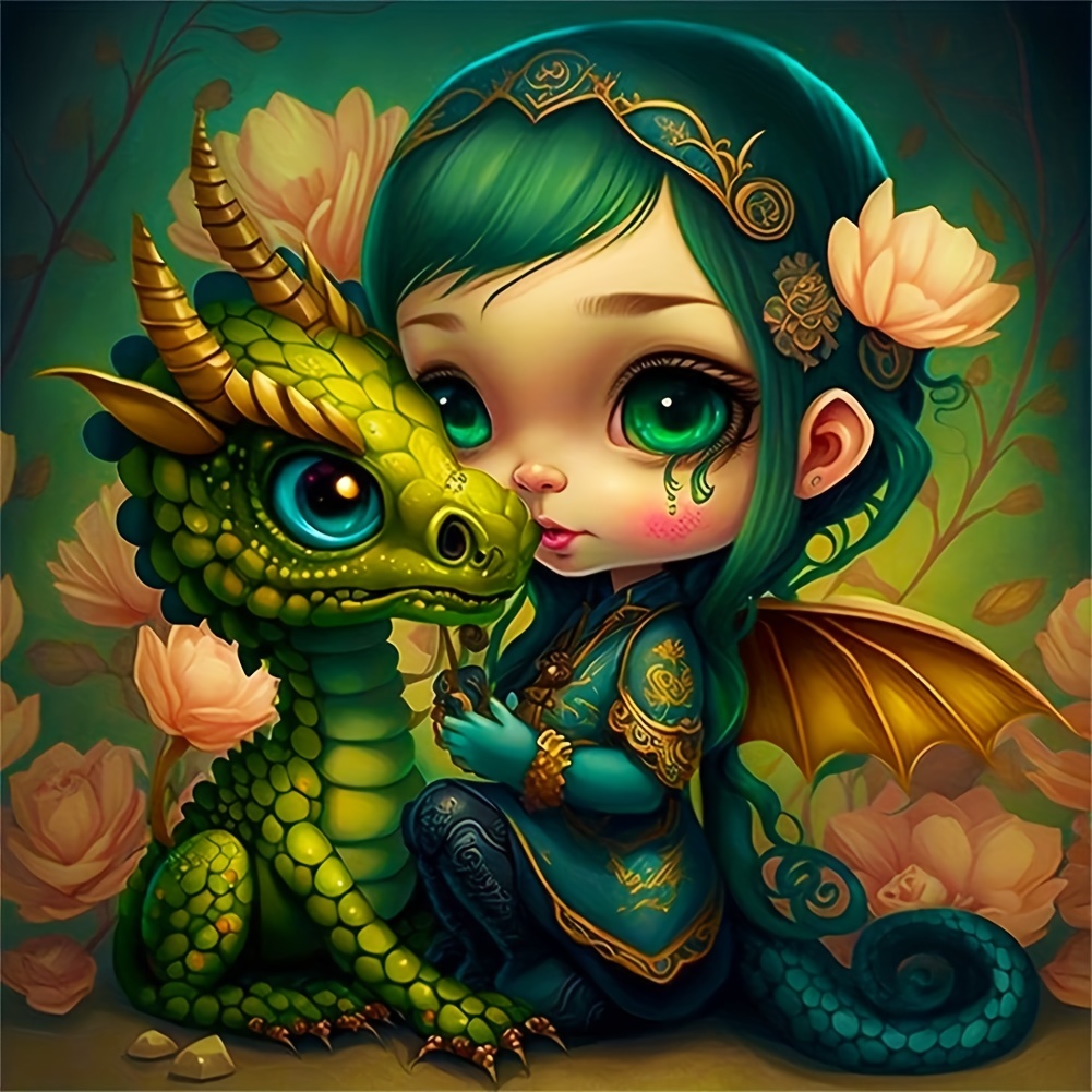 5d Diy Artificial Diamond Painting Cartoon Dragon Diamond - Temu