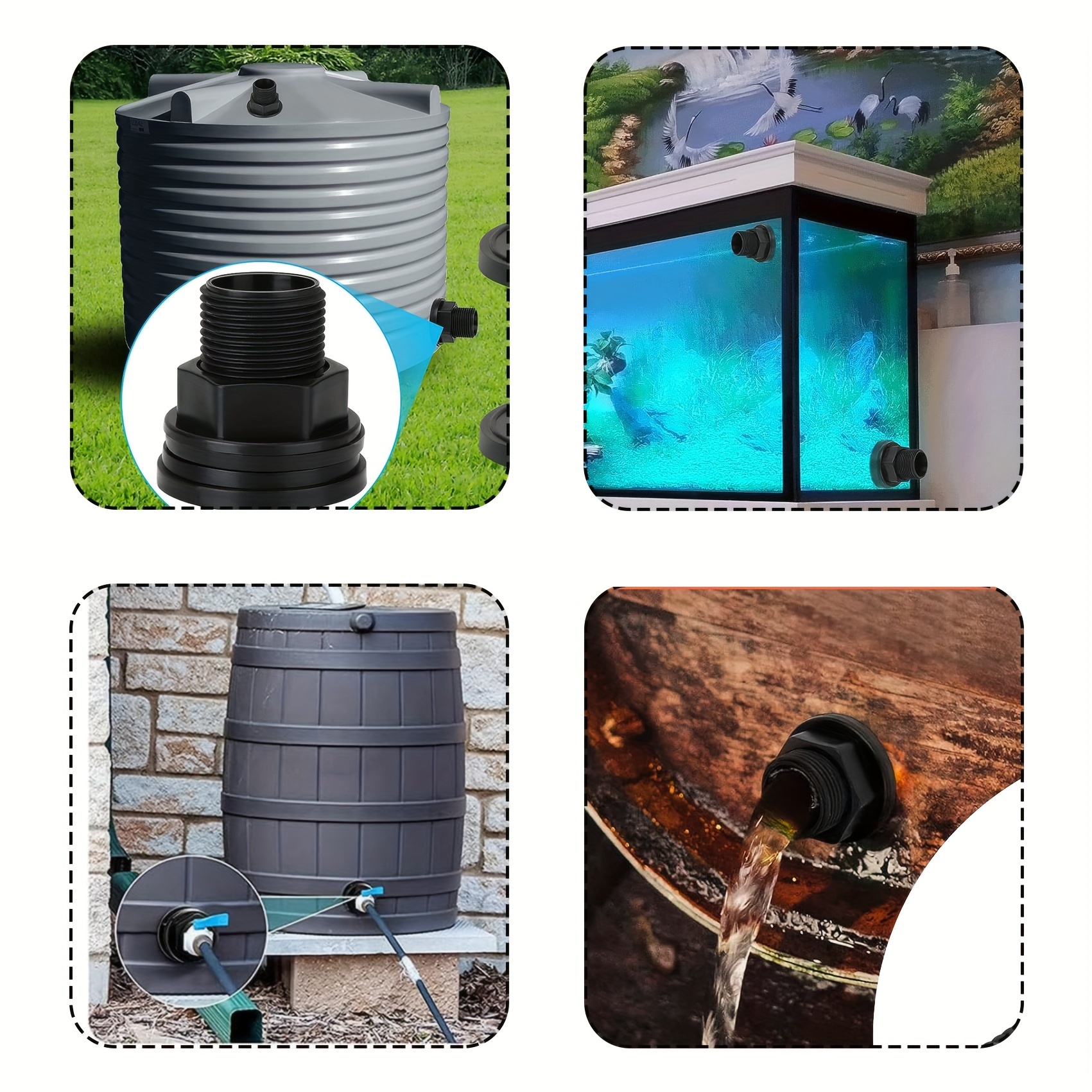 PVC Bulkhead Fitting Double Threaded Bulkhead Water Tank Connector for Rain  Barrels Aquariums Water Tanks Tubs Pools