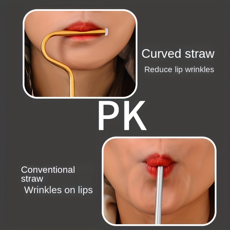 Fashion Anti Wrinkle Straw Drinking Straw Reusable Glass Curved No Wrinkle  Straws Prevent Wrinkles Sideways Straws with Brushes