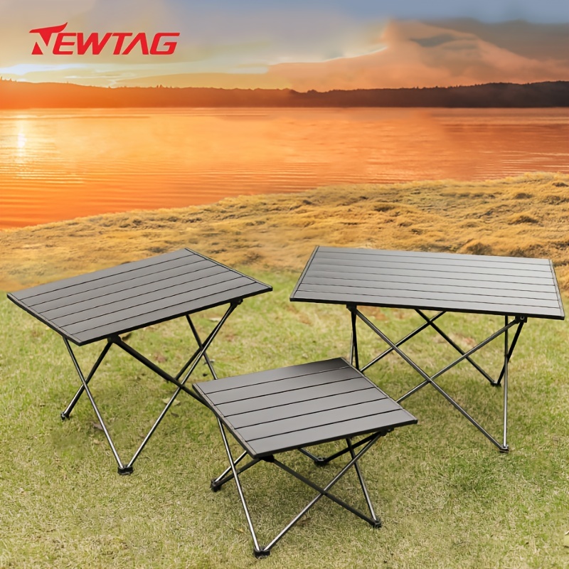 Pequeña mesa plegable de aluminio portátil con asa de transporte, altura  ajustable, fácil instalación para interiores, exteriores, picnic,  campamento