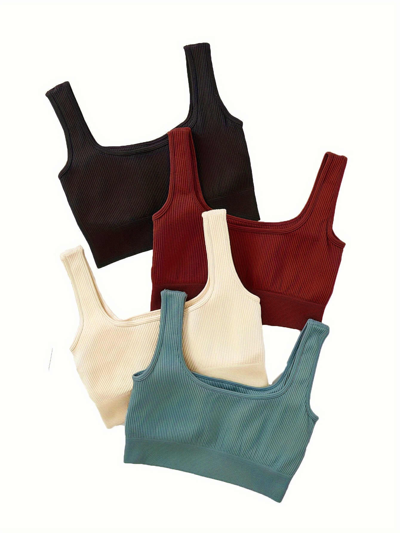 4pcs Solid Sports Bra Removable Cup Wirefree Yoga Running Workout Bra