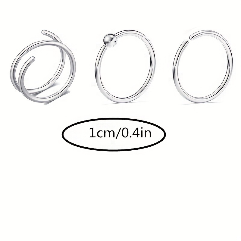 Nose Ring Set Fish Hook Nose Ring Double Ring Circle Half - Temu