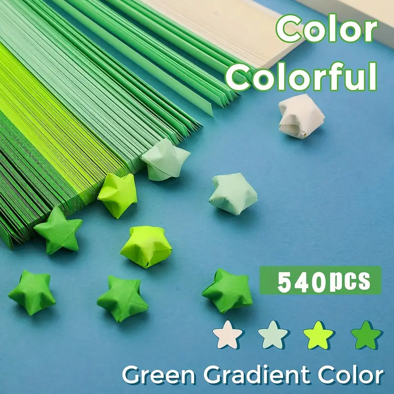 Star Origami Paper Green Solid Color Gradient Color Star Paper