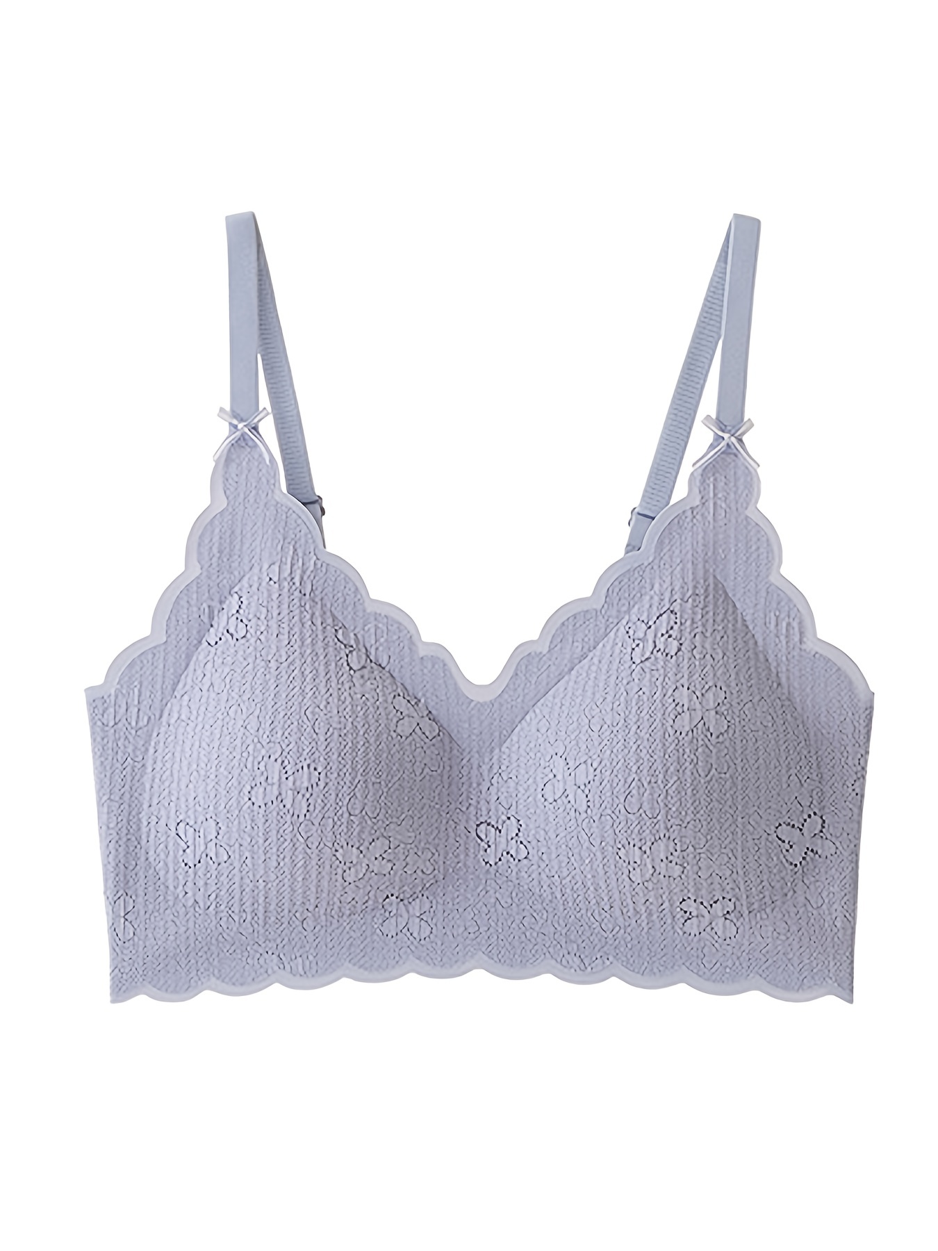 Elegant Lace No Padding Bralette Wireless French Bra For - Temu Japan