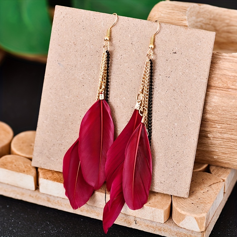 Feather chain store earrings