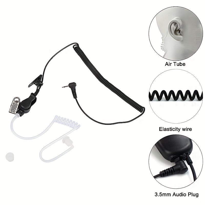 HYS Oreillette de sécurité pour talkie-walkie 2,5 mm 1 broche avec tube  acoustique pour radios bidirectionnelles, émetteur-récepteurs et  microphones