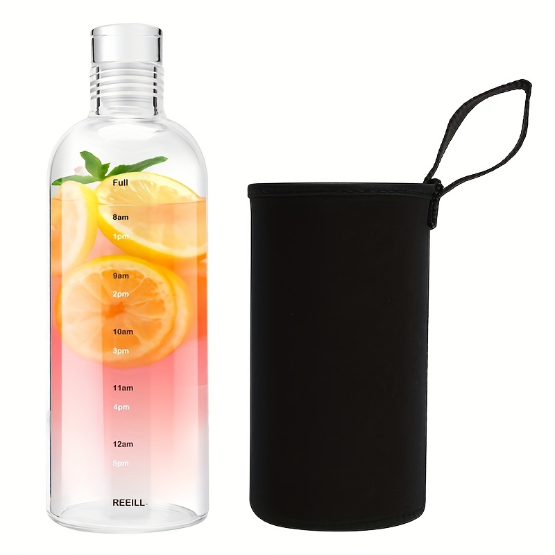 Large Capacity Glass Straw Cup, High Borosilicate Water Bottle