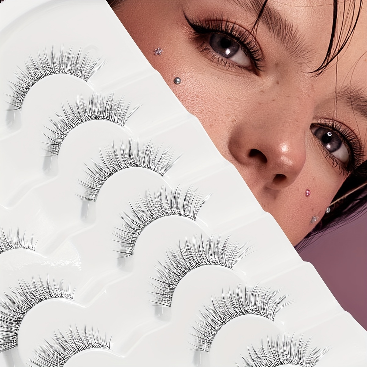 

7 Pairs False Eyelashes, Thick And Curling Lashes, Natural Look Fluffy Wispy Lashes