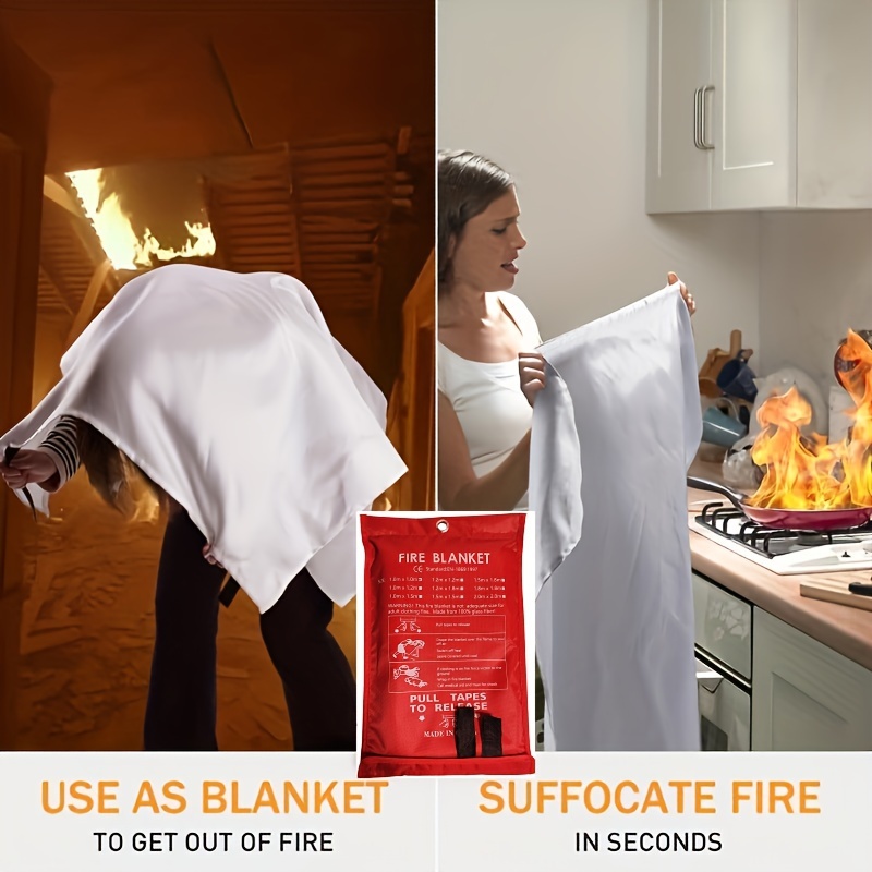 Fire Blanket Emergency for Home Kitchen - KANHIRO Prepared Fiberglass Fire  Suppr