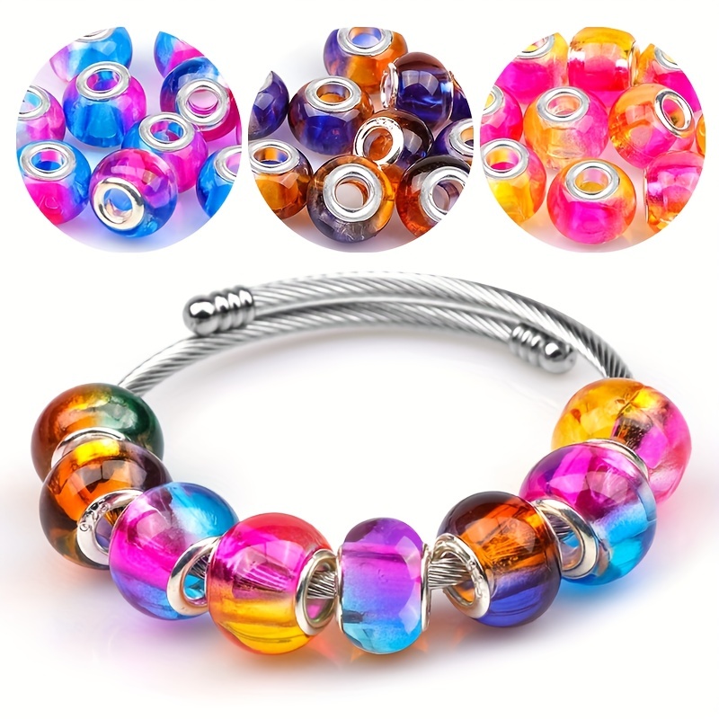 Large Hole Beads Mix Glass Beads Resin Beads Rhinestone - Temu