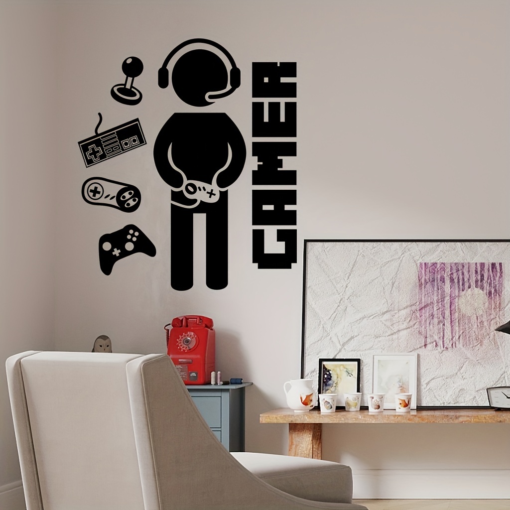 Gamer ElectrocardiogramWall Sticker for Kids Boys Room Decoration