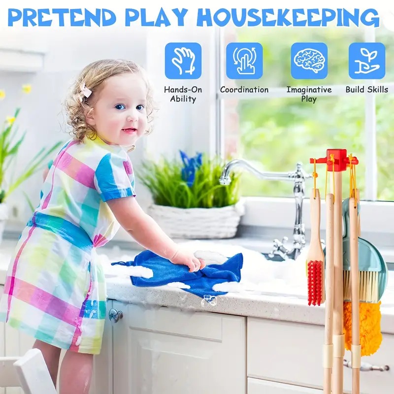 Wooden Kids Cleaning Set For Toddlers