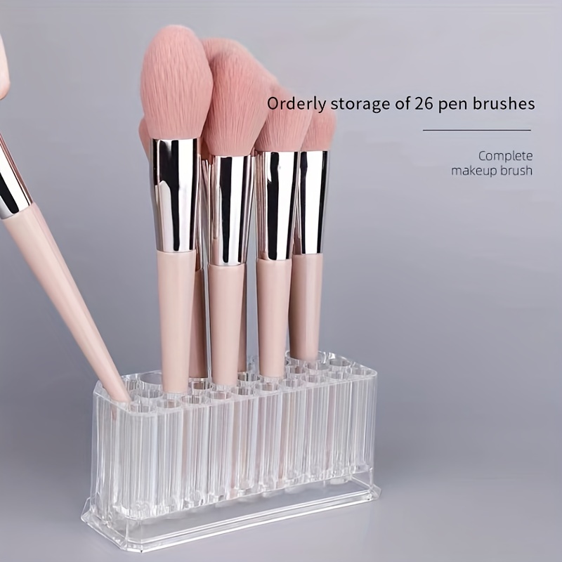 26 Holes Makeup Brush Holder Clear Acrylic Eyeliner Lip - Temu