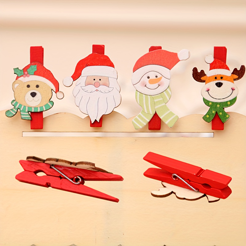 Didiseaon 50 Pcs Baby Clothes Pins Clothespins Photo Paper Peg Pin Wood  Clothes Pins Christmas Pegs Santa Pictures Santa Pin Music Note Decor DIY