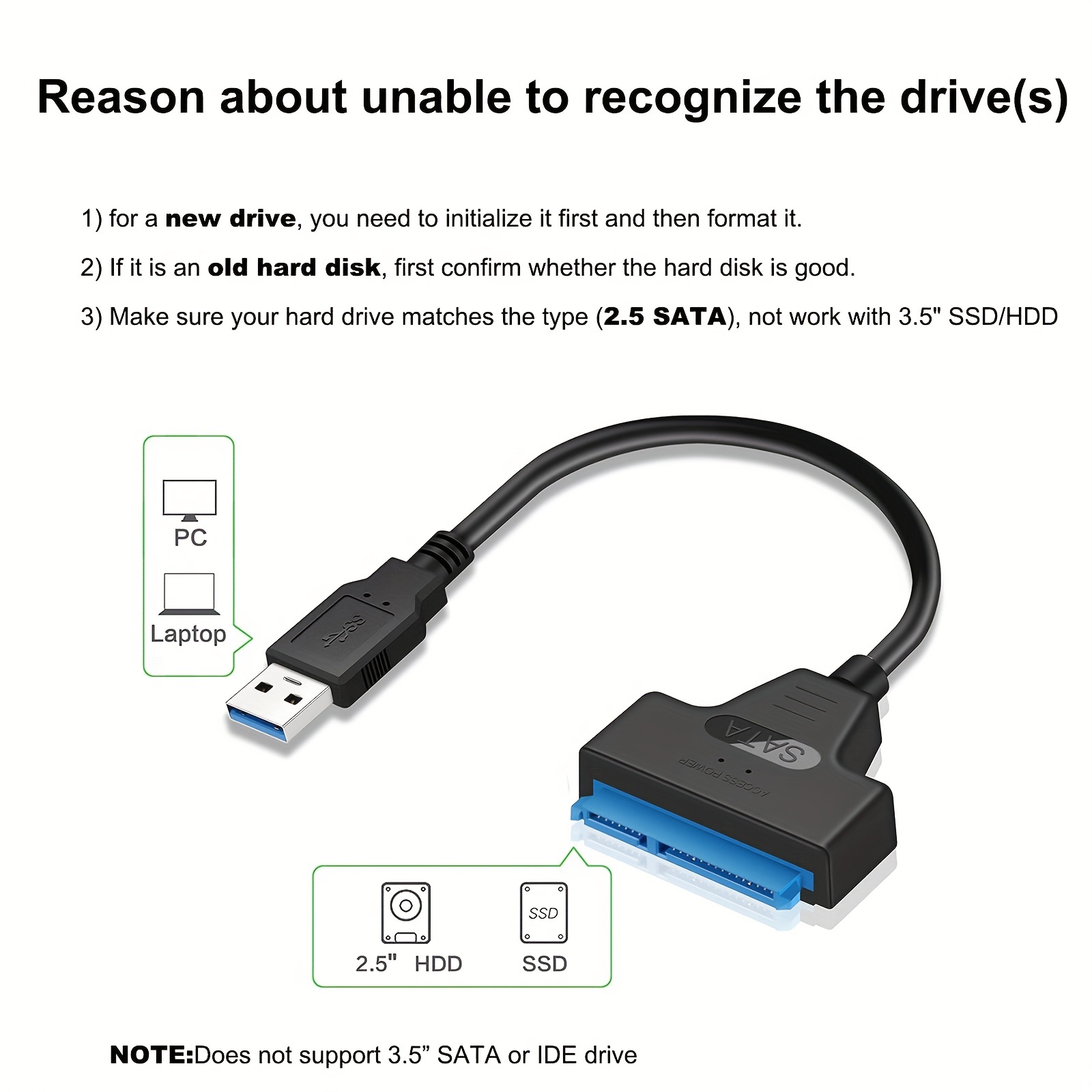 sata to usb 3 0 adapter cable for 2 5 inch hard drive hdd ssd hard drive adapter converter compatible with uasp black 3