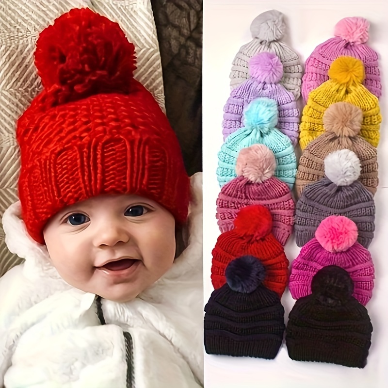 1pc Bonnet en peluche pour bébé tricoté chaud protection - Temu France
