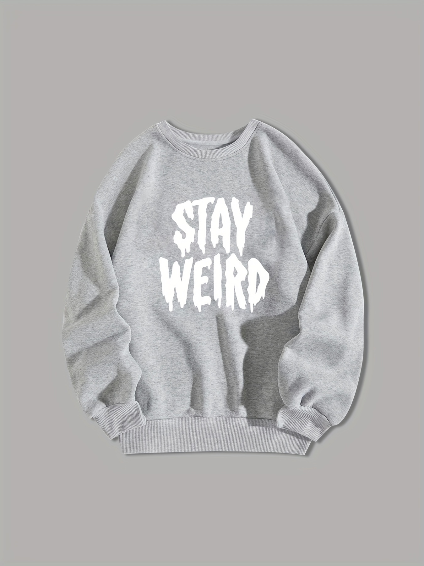 Men s Pullover Sweatshirt stay Weird Jumper Casual Crew Temu