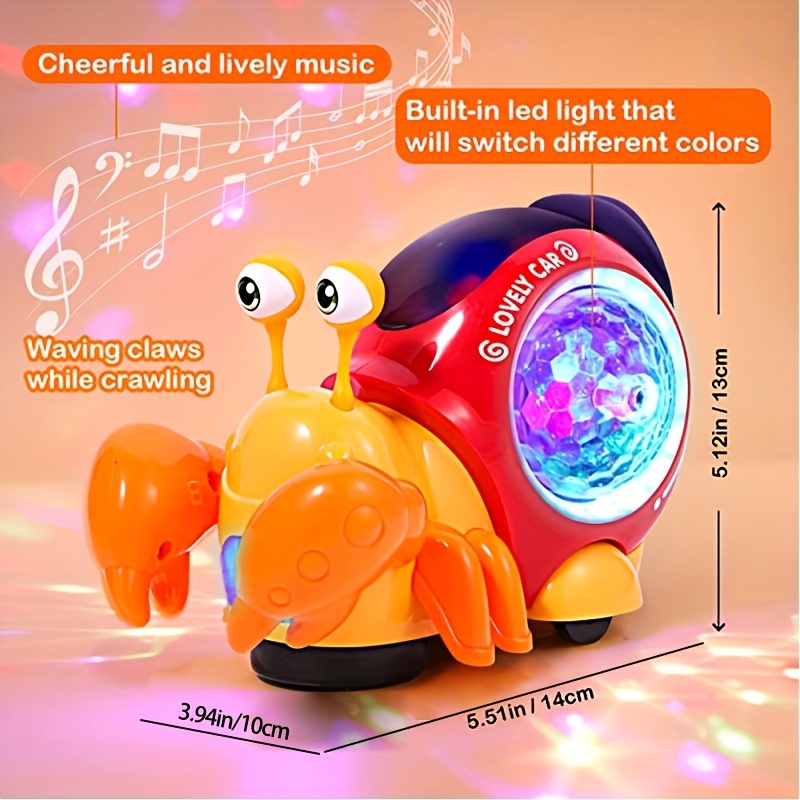 Juguete de cangrejo rastrero de bebé Juguete de cangrejo eléctrico con luz  y música Juguete de baño anfibio para niños Cangrejos de cuerda divertidos