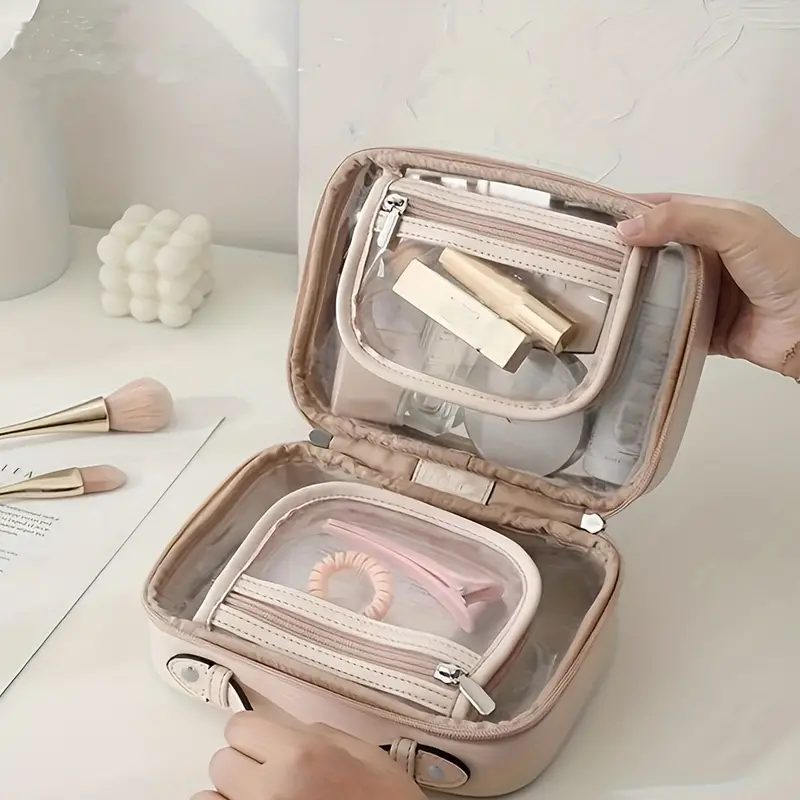Black Double Layer Clear Makeup Case – Relavel