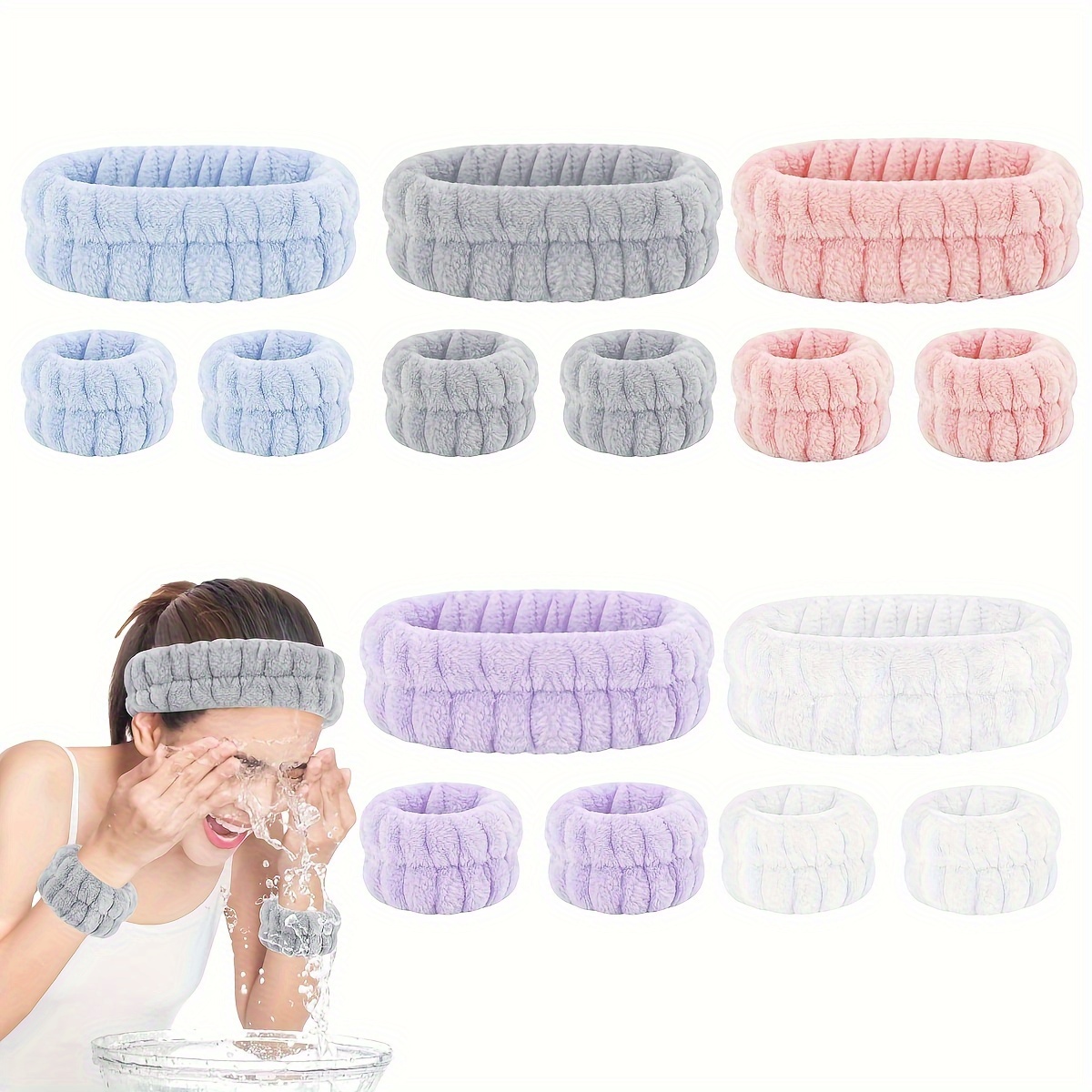 Soft Microfiber Coral Fleece Headband Wristband Set Women - Temu