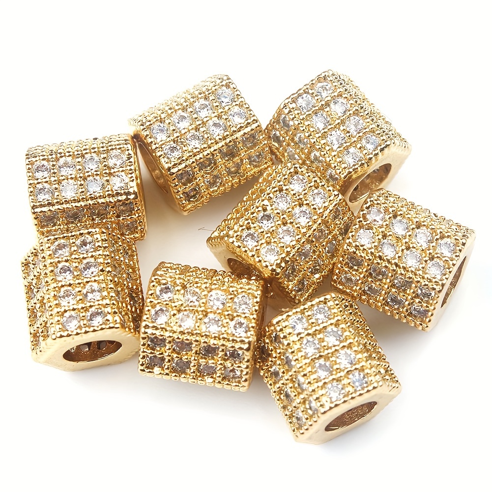 Spacer Beads For Jewelry Making In 6 Styles, Round Beads Flat Beads Cube  Beads Bracelet Rhinestone Spacers Beads For Diy Crafting(golden, Silvery,  Rose Golden, Kc Golden) - Temu Japan