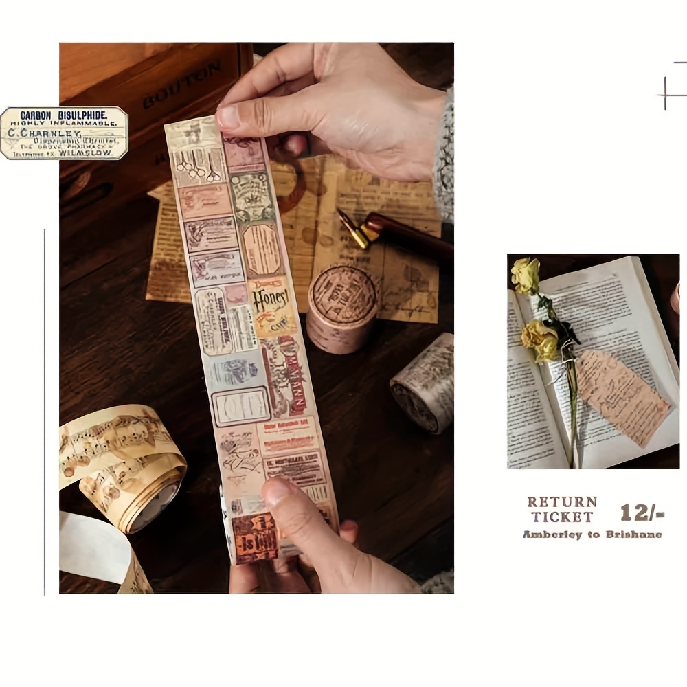 Diy Vintage English Sticker Tape Vintage Washi Tape Making - Temu