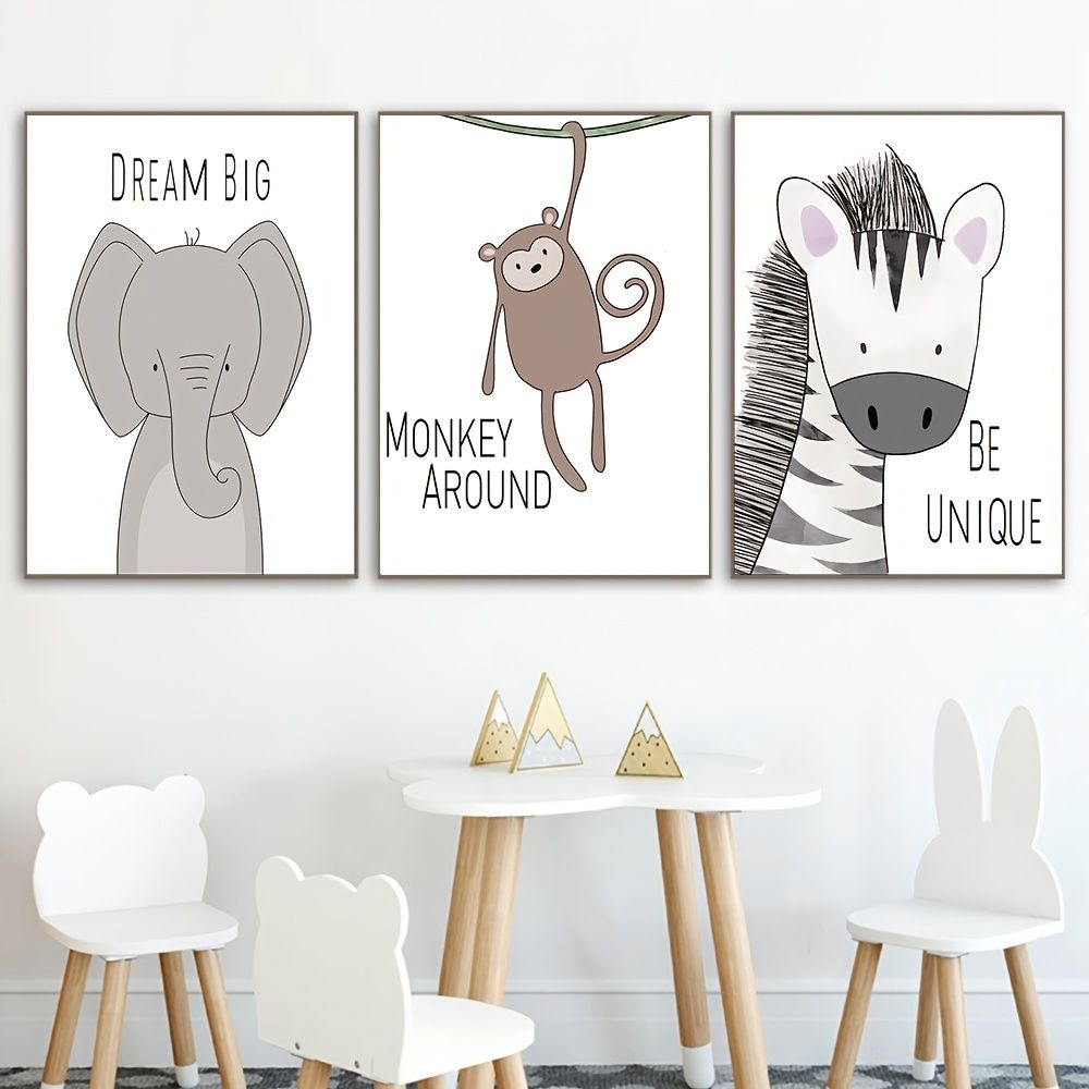 3pcs Art Prints Cute Wild Animals Inspirational Quotes Poster Kids Room  Wall Art Frameless 12x8inch | Shop Now For Limited-time Deals | Temu