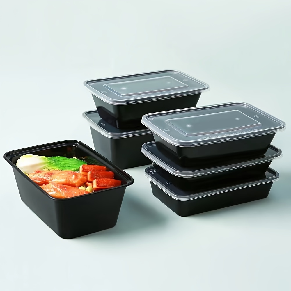BLACK REUSABLE MEAL PREP MICROWAVE FOOD CONTAINERS BOXES WITH LIDS *ALL  SIZES*