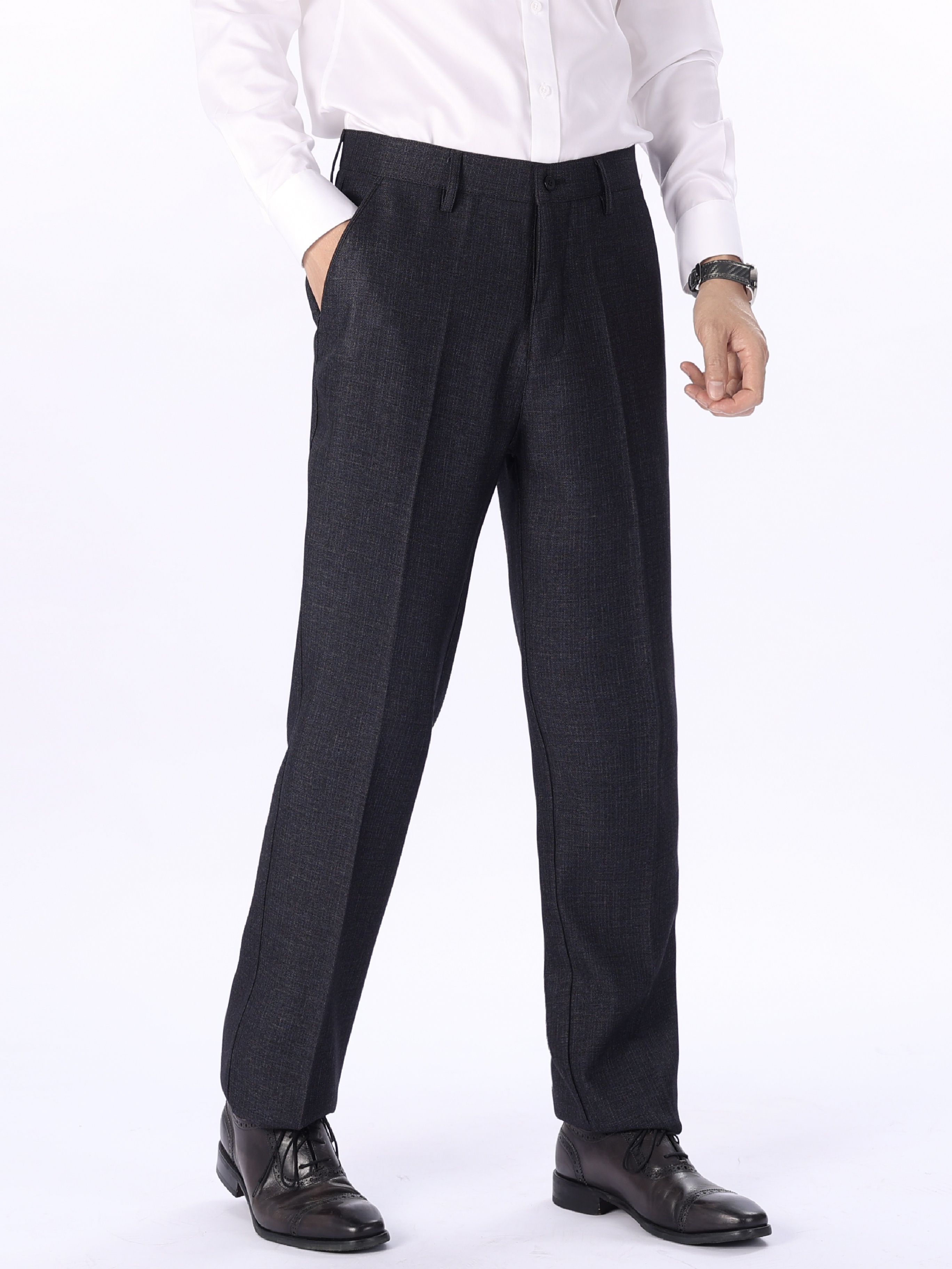 Classic Design Dress Pants, Men's Formal Solid Color Dress Pants For  Business