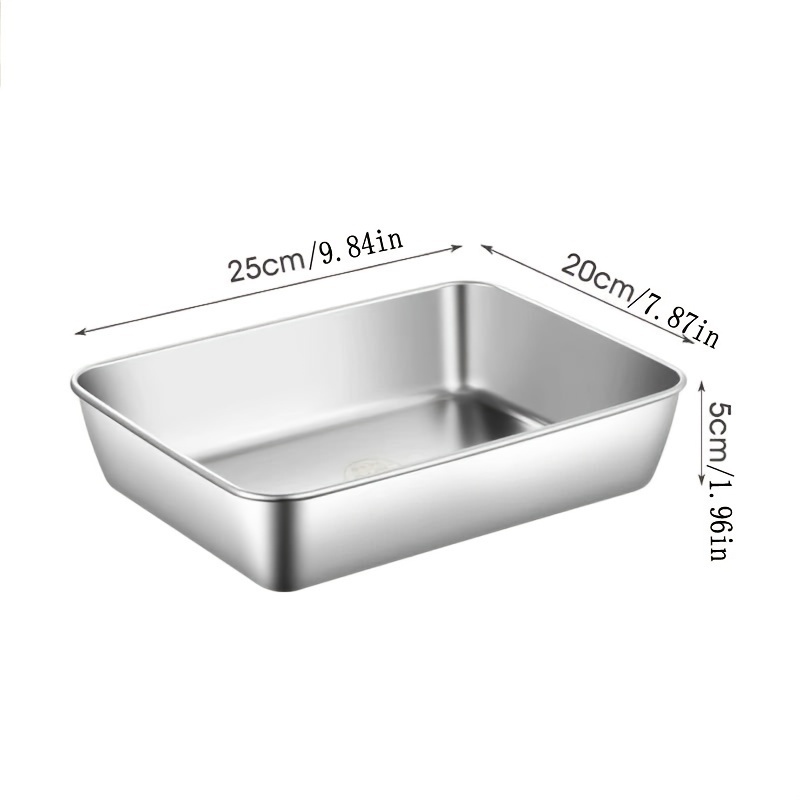 304 Flat Bottom Stainless Steel Square Tray Baking Pan