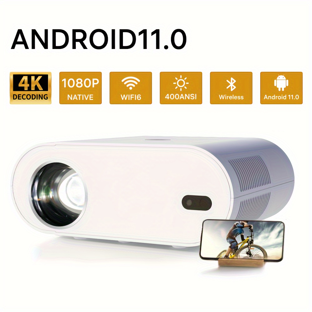 ETOE Proyector 4K Android TV 10.0, proyector inteligente FHD de 1080P con  enfoque automático, Keystone automático, 600 lúmenes ANSI, altavoces duales