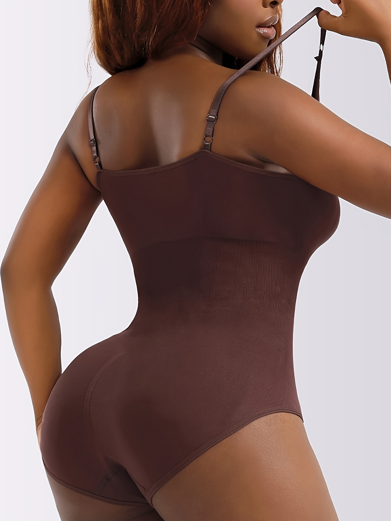 Defitshape Women's Shapewear Bodysuit Seamless One Piece Stomach Slimming  Brief Waist Trainer Tummy Control Body Shaper Open Crotch Butt Lifter Body  Briefer Spaghetti Straps Nude Beige Large 