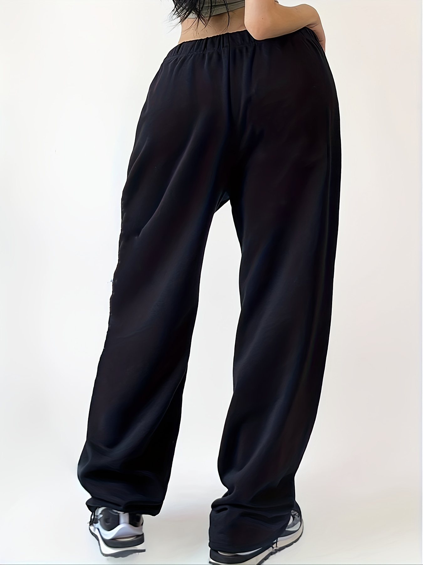 Women Tapered Trousers Tie Elastic Waist Soft Comfy Sports Pants