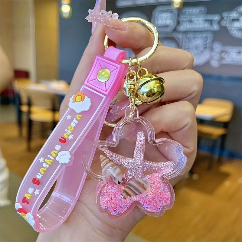 Flower Glitter Keychain Charm with Hook