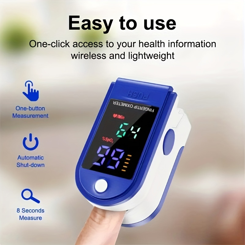 Pulse Oximeter Fingertip, Digital Blood Oxygen Saturation Monitor for Heart  Rate Monitor and SpO2 Levels, Portable LCD Pulse Oximeter (Batteries