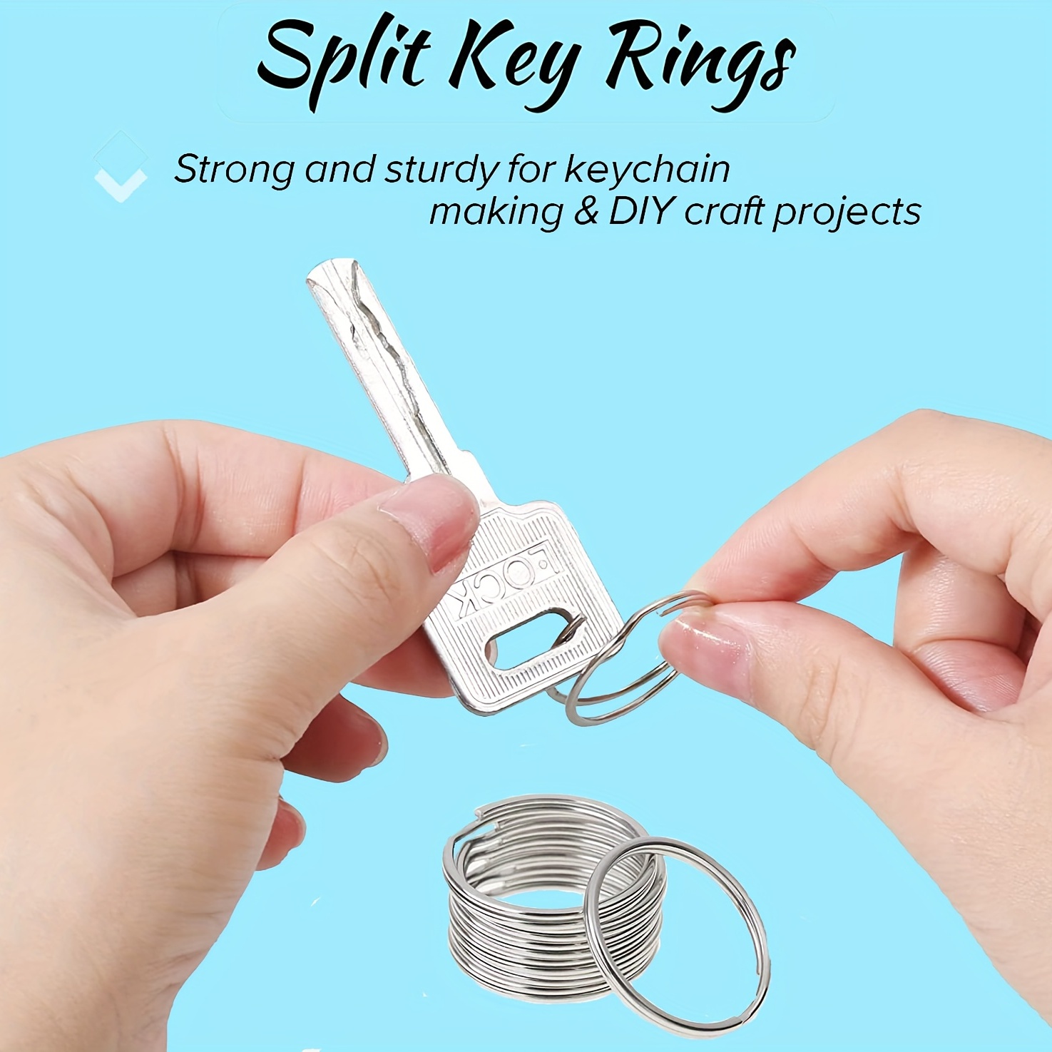 Metal Key Rings Large Flat Split in Bulk Heavy Duty Strong Keyrings Round  Keychains Attachment for Car Office Home Dog Tag(10PCS,Silver) 