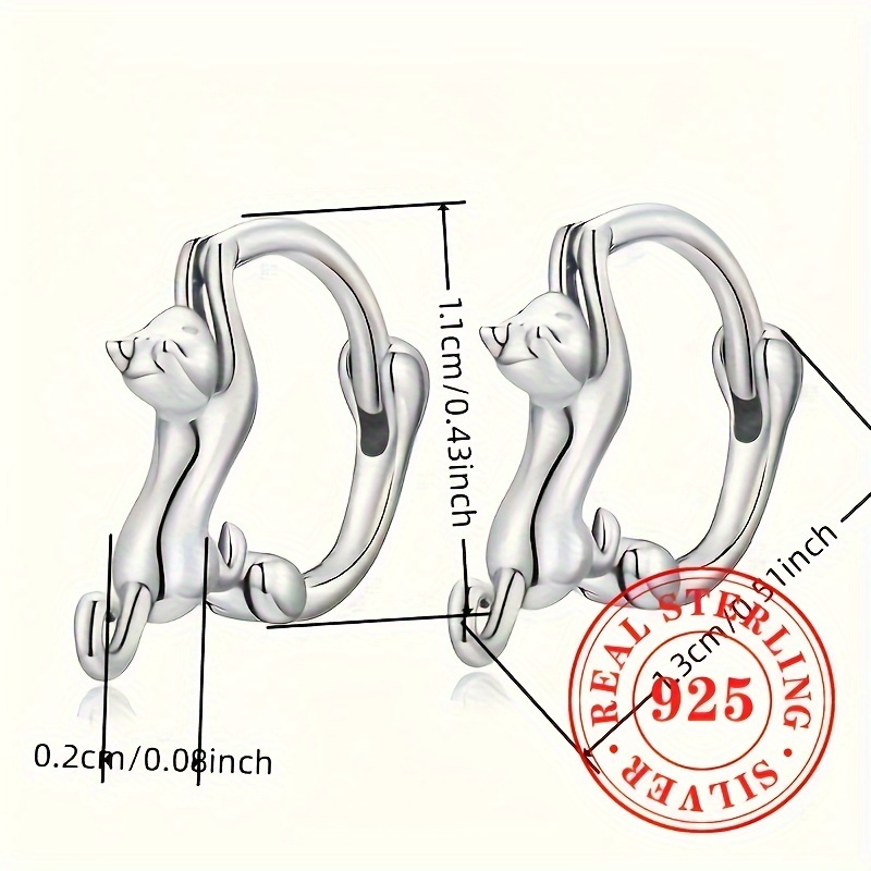 Fashionable Cat Ring Earring Set 925 Sterling Silver